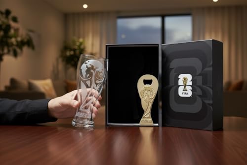 FIFA World Cup 2026 Collectible Beer Glass & Trophy Bottle Opener Gift Set