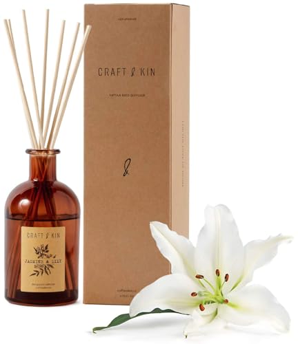 Lily & Jasmine Reed Diffuser Set - 5.75 oz Long-Lasting Home Fragrance