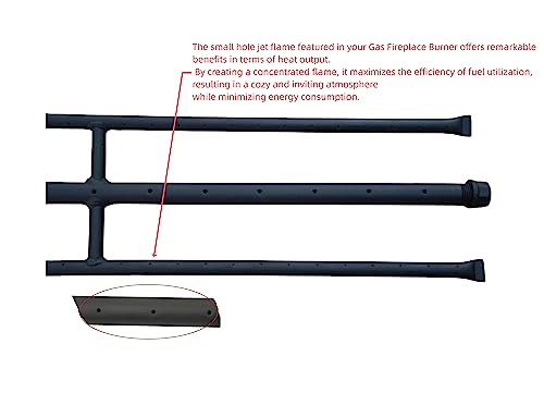 18 Inch Rectangular Gas Fire Pit H-Burner with 3 Pipes