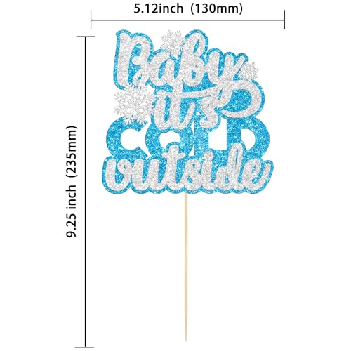 Ephlyn Blue Baby It's Cold Outside Winter Snowflake Cake Topper for Baby Shower & Birthday