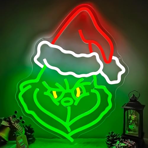 JanHune Christmas Cartoon Neon Sign - Dimmable LED Wall Light for Holiday Decor