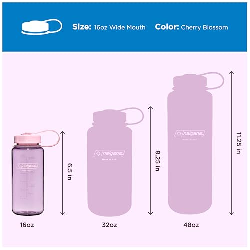 Nalgene 16 oz Wide Mouth Water Bottle Cherry Blossom Slim BPA-Free