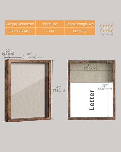 11x14 Shadow Box Display Case with Linen Fabric Backing and Top Slot