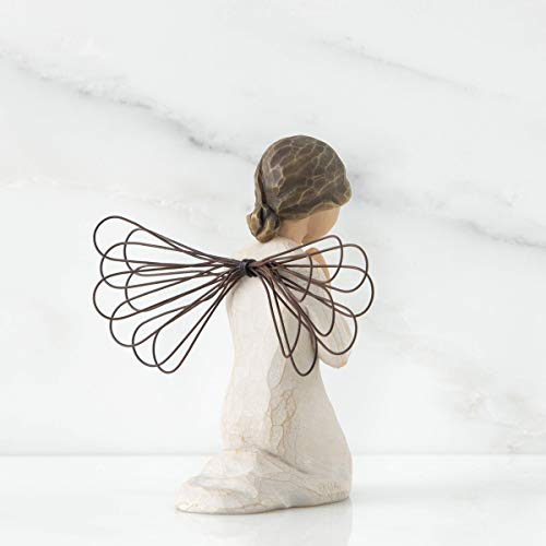 Sculpted Kneeling Angel Figurine - Hand-Painted Prayer & Baptism Gift