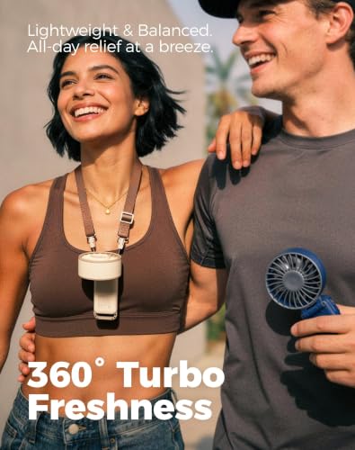 Diveblues Portable Handheld Turbo Fan D6036 Cream 100-Speed Personal Neck Fan