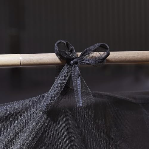 Black 4-Poster Bed Canopy Curtains - Queen Size Mosquito Netting
