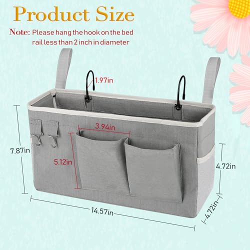 Hanging Bedside Caddy Storage Organizer with Hooks for Bunk Beds & Rails