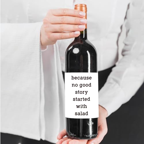 SDLSETW 8 Pcs Funny Wine Bottle Labels 4x5 Inch - White Gift Stickers for Weddings & Parties