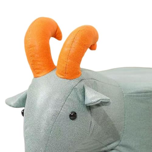 Blue Sheep Animal Footstool Ottoman - Kids Cartoon Stool with Wood Legs