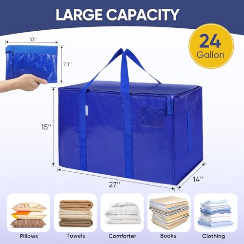 TICONN Extra Large Moving Bags 6 Pack Heavy Duty Storage Totes with Zippers