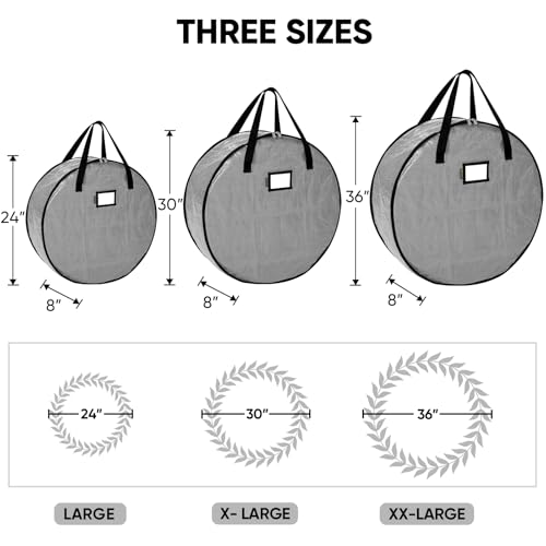 Christmas Wreath Storage Bag 2 Pack 30 Inch Grey Durable Container