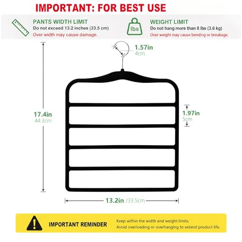 3-Pack Velvet Pants Hangers Space Saving 5-Tier Trouser Racks