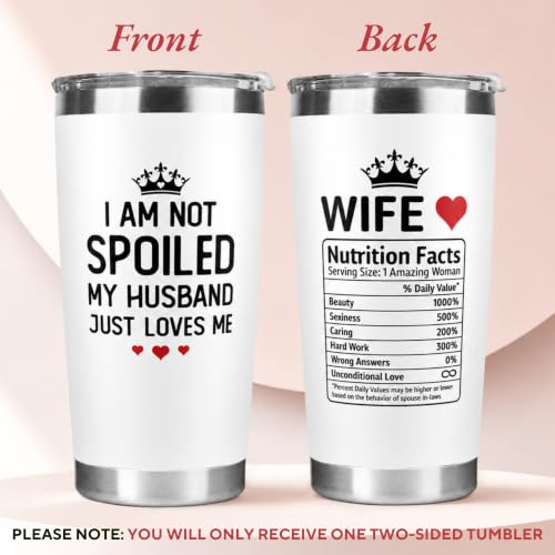 20 Oz White Wife Mug Tumbler - Anniversary & Birthday Gift from Husband
