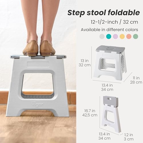 Compact Foldable Step Stool - 12.5" Non-Slip Portable Step, 330 lb Capacity