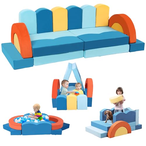 22-Piece Modular Kids Play Couch - Convertible Toddler Sofa & Fort Building