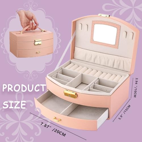 Pink Princess Jewelry Box for Girls with Mirror and Hair Accessories Set