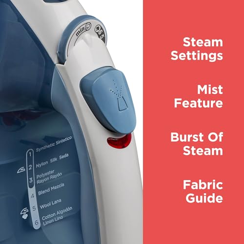 BLACK+DECKER Steam Iron for Clothes with Auto Shutoff & Nonstick Soleplate