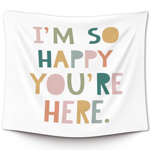 "I'm So Happy You're Here" Boho Wall Tapestry - Classroom Decor (50x60 in)