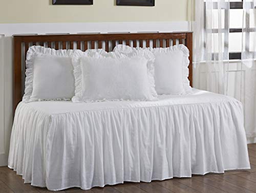 Machine Washable Daybed Set with Ruffled Shams - White