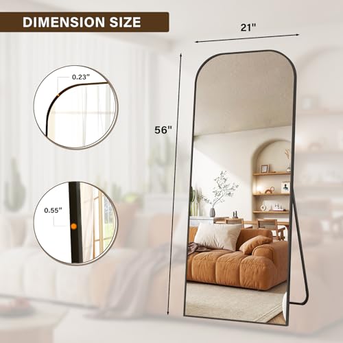 56x21 Inch Arched Full Length Mirror - Floor Standing or Wall Mounted