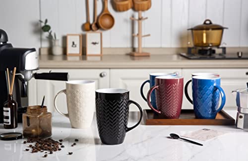 AmorArc Beige 20oz Large Ceramic Coffee Mug Set of 6 - Dishwasher & Microwave Safe