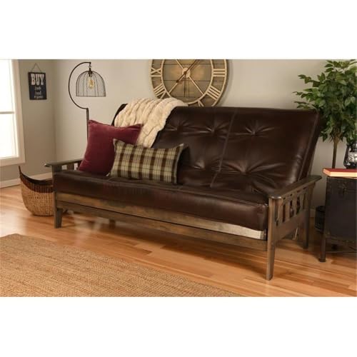 Queen Futon Sofa Bed with Solid Hardwood Frame and Mattress Set