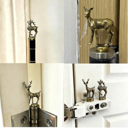 Zuxlwud 5-Pack Brass Deer Magnetic Hinge Heads Christmas Home Decor Gift