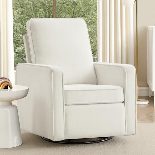 Nursery Swivel Glider Chair - 360-Degree Motion, Stain-Resistant Boucle