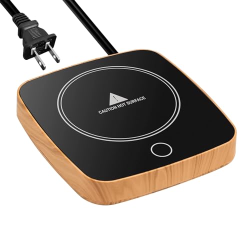Defashun Square Wood Grain Coffee Mug Warmer for Desk - 3 Temp Settings, Auto Shut-Off