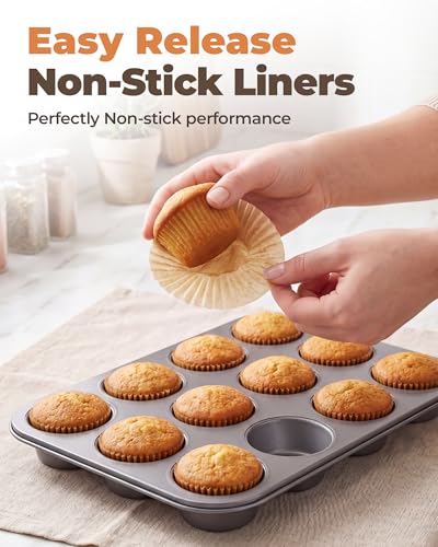 200 Pcs Non-Stick Cupcake Liners - Food-Grade Parchment Baking Cups