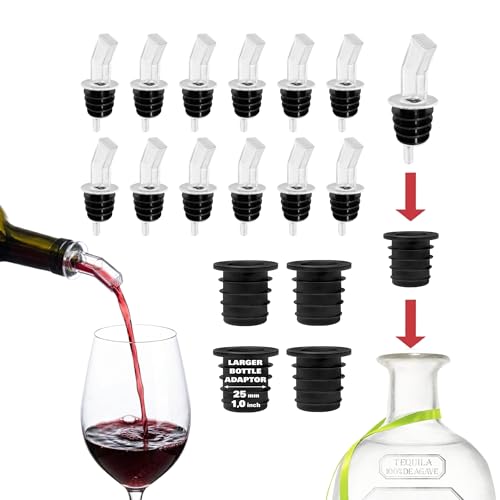 Esatto Liquor Pourers with Mesh Screen & Cork Adapters – 12 Pack