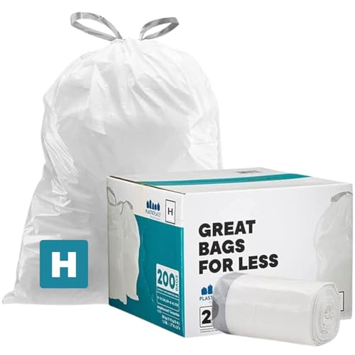 Custom Fit Code H Drawstring Trash Bags - 8-9 Gallon Liners (200 Count)