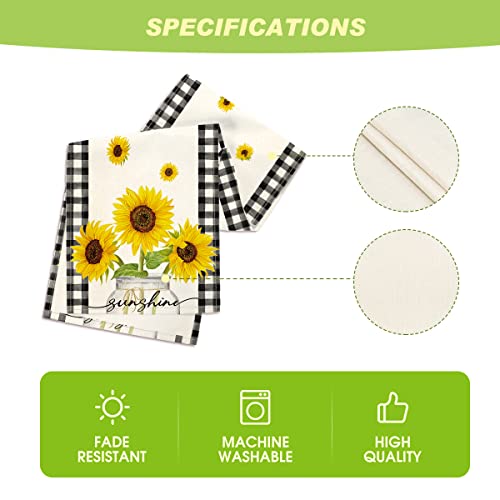 Artoid Mode Buffalo Plaid Sunflower Table Runner 13x72 Inch