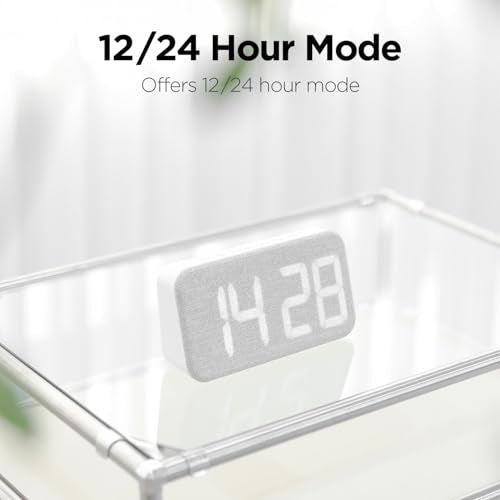 Fabric LED Digital Alarm Clock with Temperature Display & USB Charger