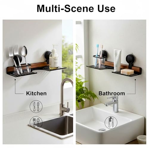 15.7-Inch Over Sink Shelf, Suction Cup Kitchen and Bathroom Organizer