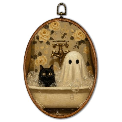 KSDUT Autumn 37 Vintage Ghost Black Cat Oval Wall Art 8.6x11.4 inches - Includes Variation