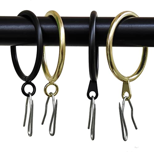 42-Piece Gold Metal Curtain Rings with Eyelets - 1.75-Inch Inner Diameter