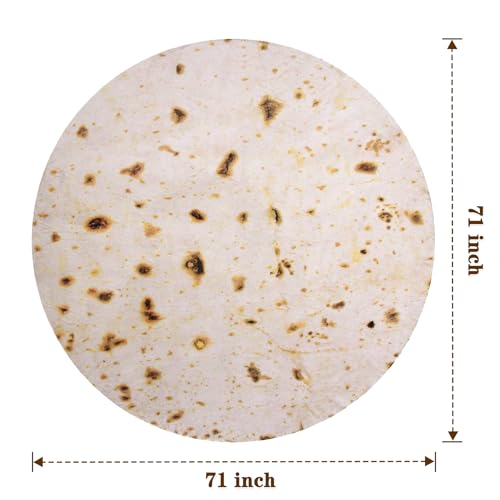 Mermaker 71" Burrito Tortilla Throw Blanket - Soft Flannel Novelty Food Blanket