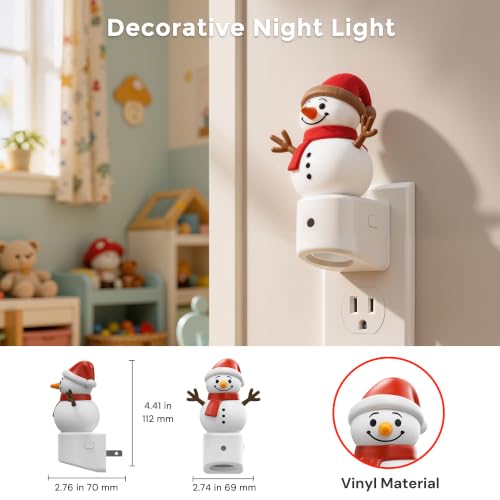 L LOHAS LED Christmas Snowman Night Light 1 Pack Dusk to Dawn RGB Kids Decor