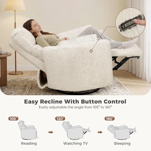Power Swivel Glider Recliner with USB Charging and Night Light