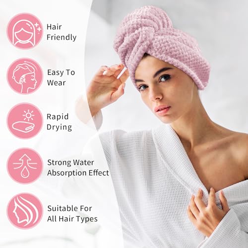 My Novel Things 3 Pack Microfiber Hair Towels for Curly Hair - Pink, White, Purple