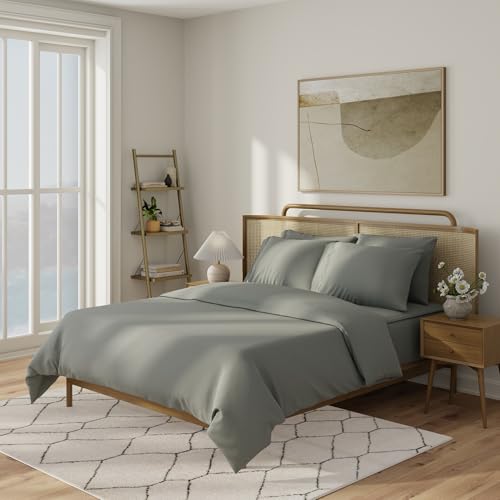 Ultra Soft 100% Cotton Duvet Cover with Zipper Closure - Full/Queen