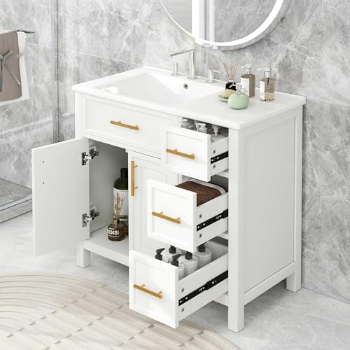 36-Inch Bathroom Vanity with Sink Combo, Freestanding Cabinet with Drawers