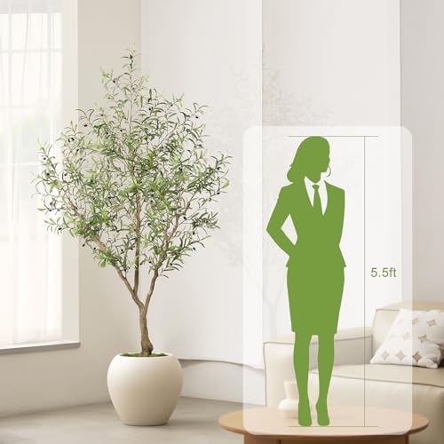 7ft Faux Olive Tree with Realistic Leaves for Home Decor