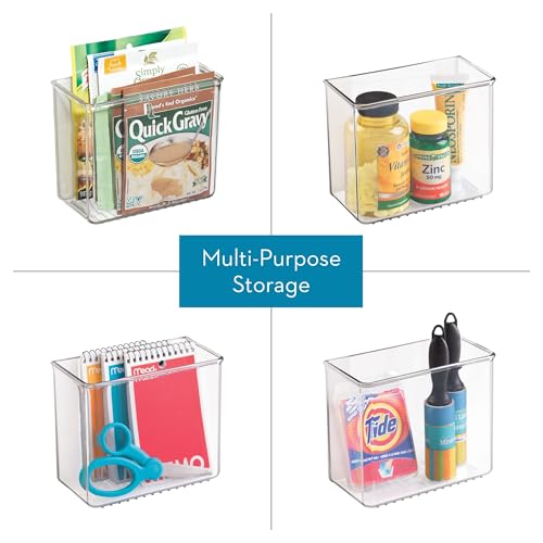 iDesign Adhesive Organizer Bin - Damage-Free Hanging for Kitchen, Bathroom, or Office - Set of 2 - Clear