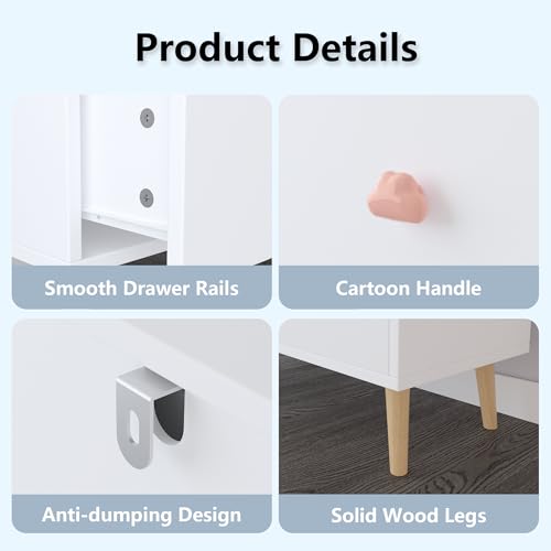 FHUKMZOI White 3-Drawer Baby Wardrobe with Safety & Modern Design