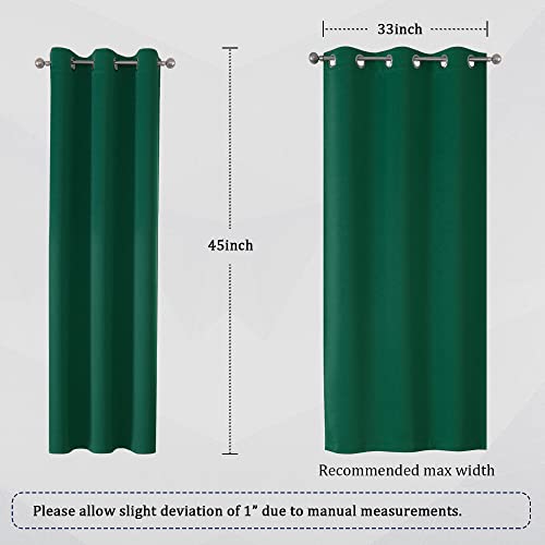 DUALIFE Dark Green Blackout Curtains 38x45 Inch Pack of 2 Room Darkening Thermal Insulated Window Panels