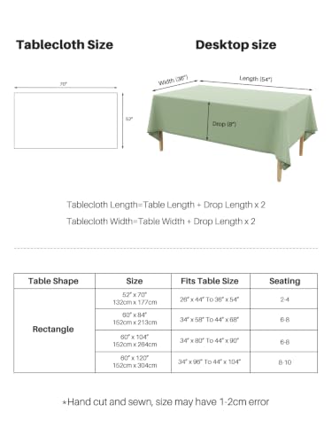 Textured Linen Rectangle Tablecloth, Waterproof & Wrinkle-Free, 52 x 70 Inch