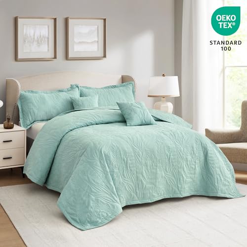 HZ & HY Oversized Alaskan King 5-Piece Quilt Set - 138x122 Bedspread