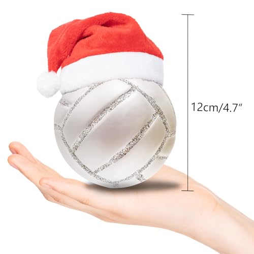 3.15" Glass Volleyball Christmas Ornament - Hand-Painted Holiday Decor